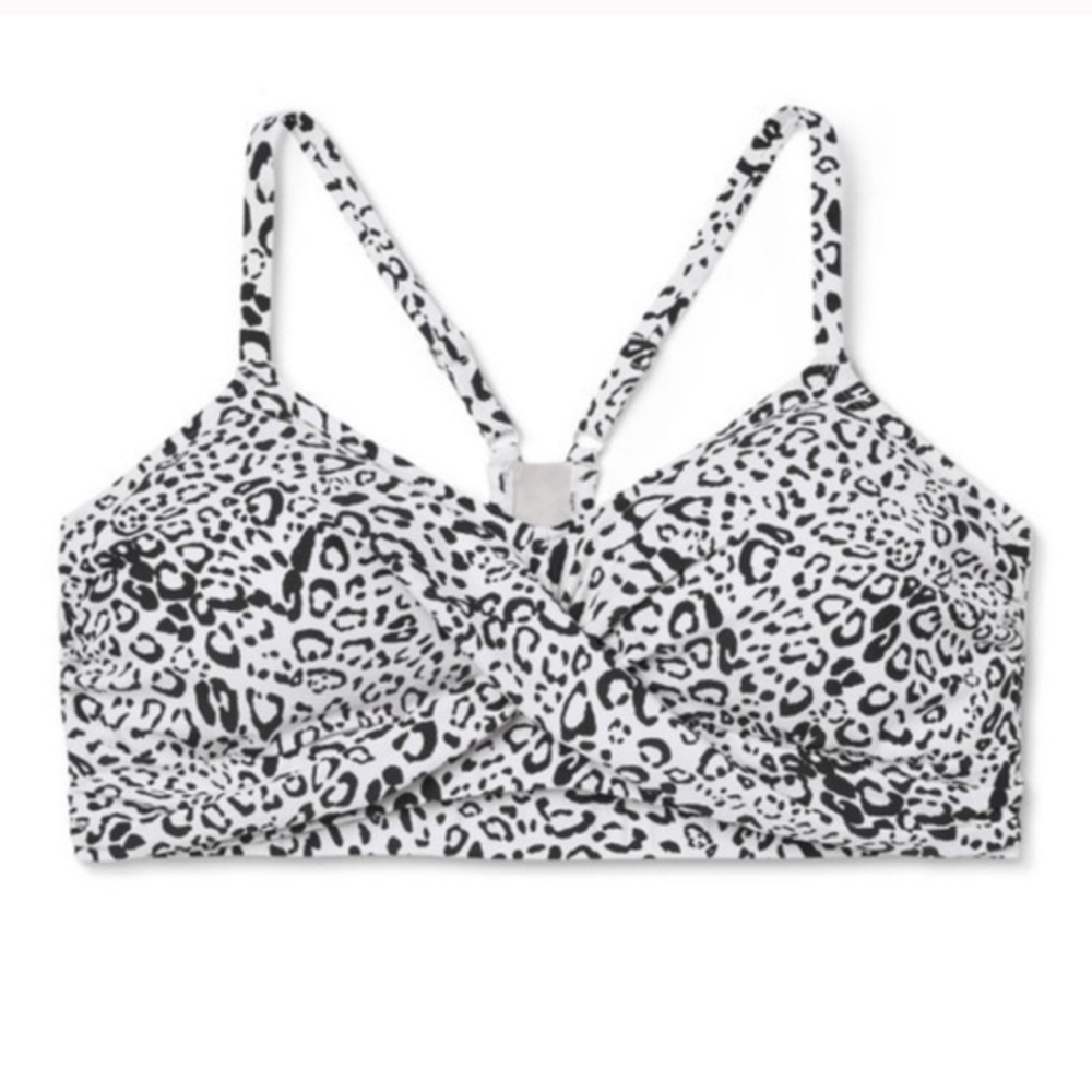 New Kona Sol Women’s Leopard Print Racer Back Twist front Bikini Top Size XS
